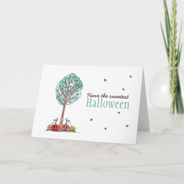 Candy corn Sweetest Halloween Helgkort (Framsida)