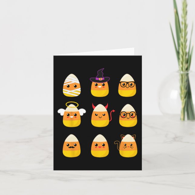 Candy corn-tecken - Cute Halloween Kid Kort (Framsida)