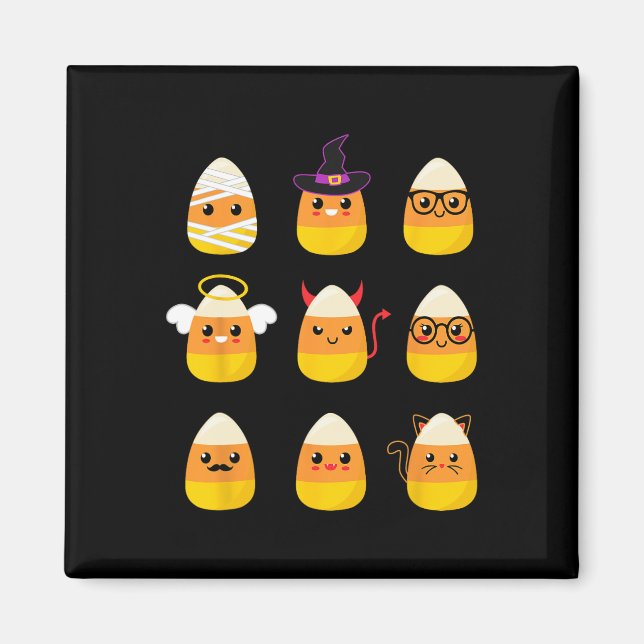 Candy corn-tecken - Cute Halloween Kid Magnet (Framsidan)