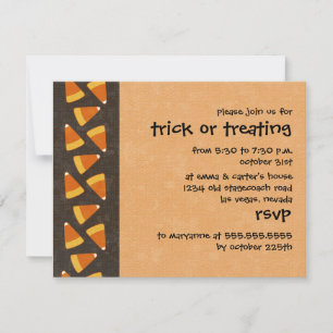 candy corn-trick eller halloween-inbjudningar inbjudningar