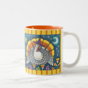CANDY CORN TURKIET, THANKSGIVING BIRD TWO TONE MUG Två-Tonad MUGG