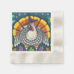 CANDY CORN TURKIET, THANKSGIVING FOLK ART BIRD PAPPERSSERVETT