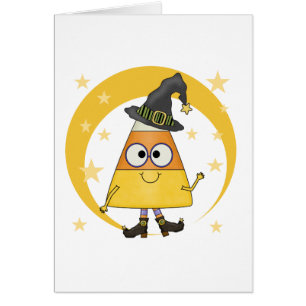 Candy corn Witch Halloween Hälsningskort