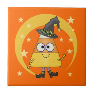 Candy corn Witch Halloween Kakelplatta