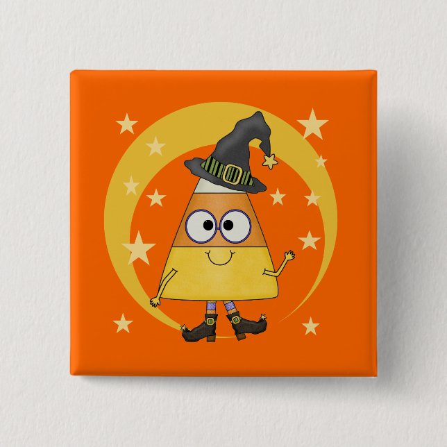 Candy corn Witch Halloween Knapp (Framsida)