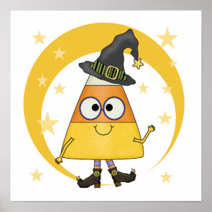 Candy corn Witch Halloween Poster