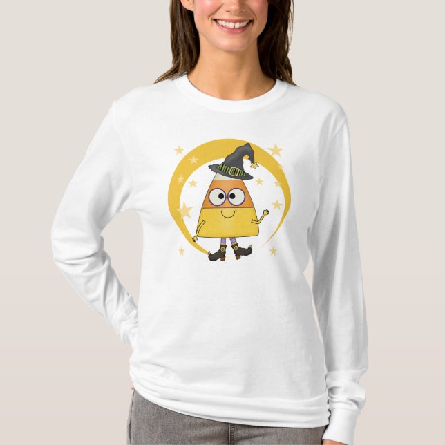 Candy corn Witch Halloween T-shirt (Framsida)