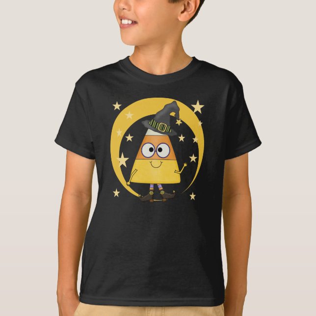 Candy corn Witch Halloween T Shirt (Framsida)