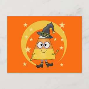Candy corn Witch Halloween Vykort