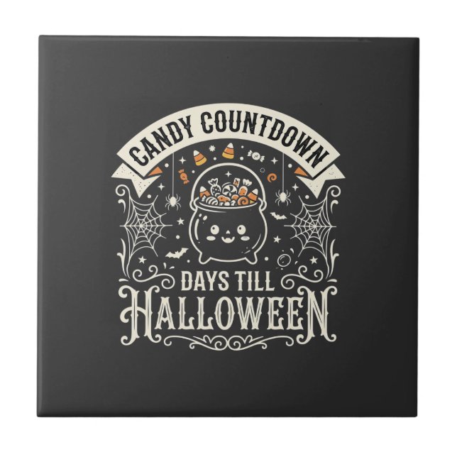 Candy Countdown Halloween Vektordesign Kakelplatta (Framsidan)