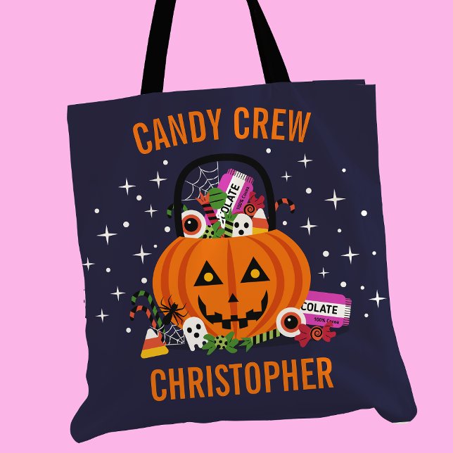 Candy Crew Pumpkin Bucket Personlig Halloween Tygkasse (Skapare uppladdad)