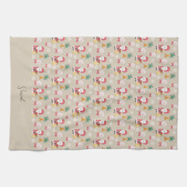 Candy Cute Santa Jul Illustration Kökshandduk