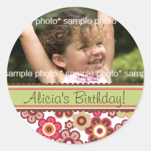 Candy Daisys Mönster Birthday Gift Label Sticker Runt Klistermärke