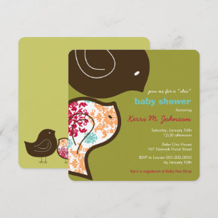 Candy Damask Chicks Cute Baby Shower Party Inbjuda Inbjudningar