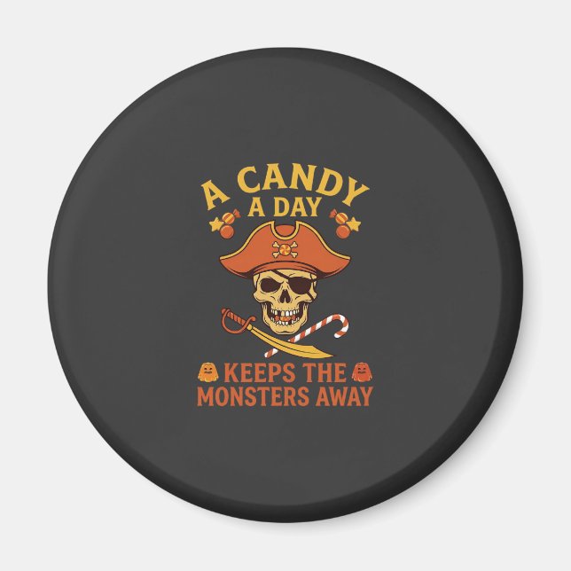 Candy Day Halloween Pirat Dödskalle Stav Magnet (Framsidan)