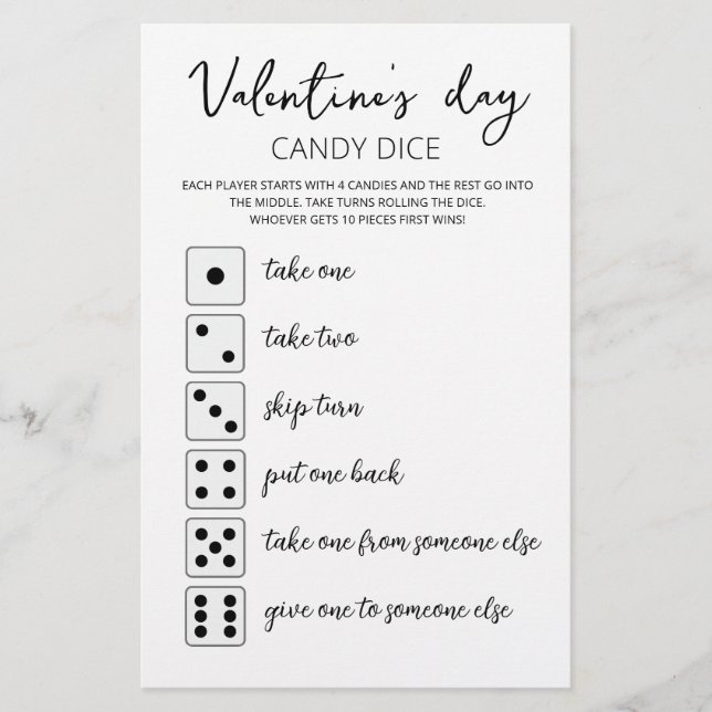 Candy Dice Redigerbart spel Alla hjärtans dag fest (Framsida)