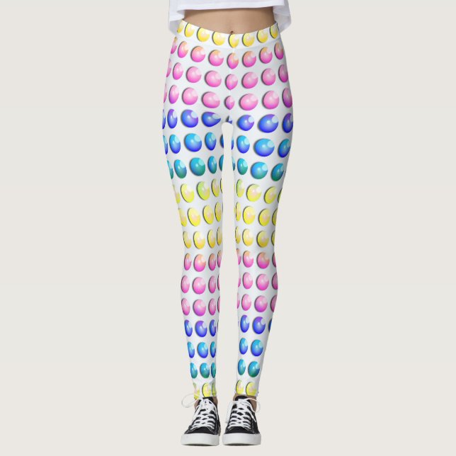 Candy Dots Pastel Candy Färg Polka Docken Leggings (Framsida)