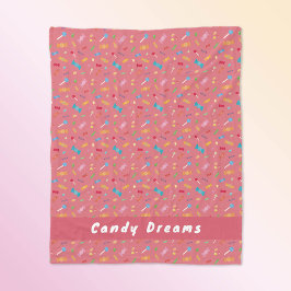 Candy Dreams Coral Rosa Personlig Flygtäcke Fleecefilt