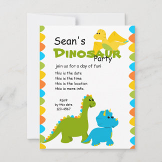 Candy Färg Dino Inbjudningar