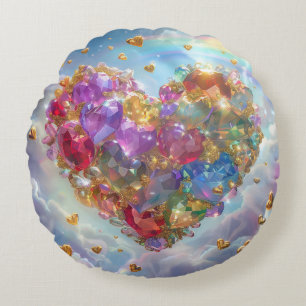 Candy Färgad Crystal Heart Digital Art Rund Kudde