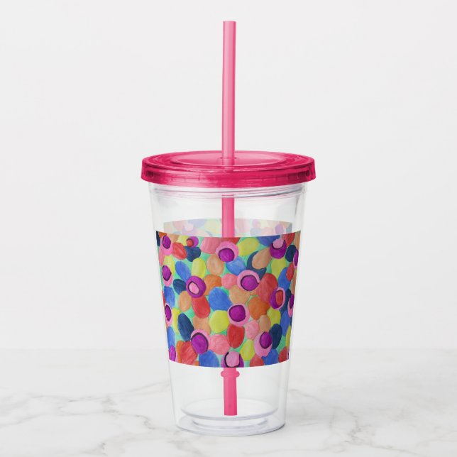 Candy Färgad Flowers Acrylic Tumbler Take Away Mugg (Framsida)