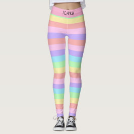 Candy Färgad Pastel Stripe Decora Kei Leggings