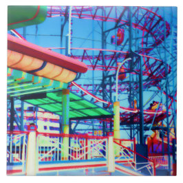 Candy Färgad Vintage Rollercoaster Kakelplatta