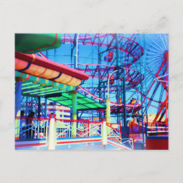 Candy Färgad Vintage Rollercoaster Vykort