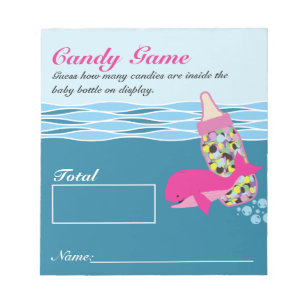 Candy Flaska Guessing Game, M&M, Whale Baby Shower Anteckningsblock