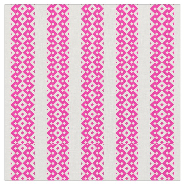 Candy Floss Rosa White Patterned Rand Fabric Tyg (Närbild)