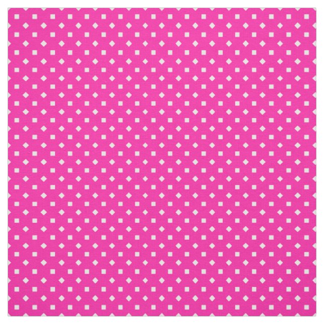 Candy Floss Rosa White Square Polka dots Fabric Tyg (Provkarta)