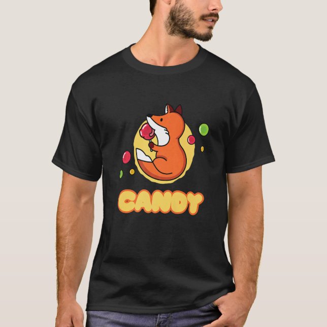 Candy Fox Candy Lollipop Sweets Premium T Shirt (Framsida)