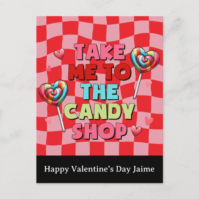Candy Funny Valentines Day Postcard Vykort (Framsida)