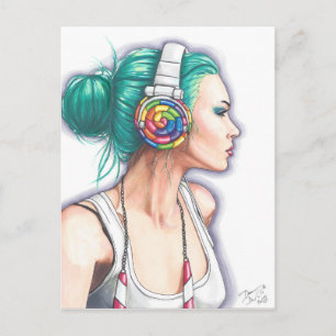 Candy Girl Postcard Punk Rocker Postcard Candyland Vykort