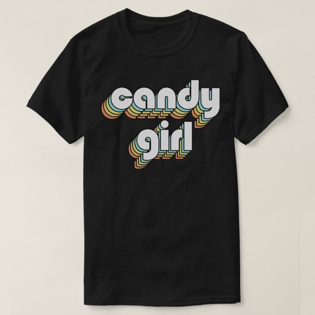 Candy Girl Retro Regbow Typography Faded Stil T Shirt (Design framsida)