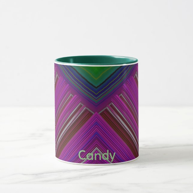 CANDY ~ GLOSSY 3D Glossy Rosa Grönt Blue Mugg (Center)