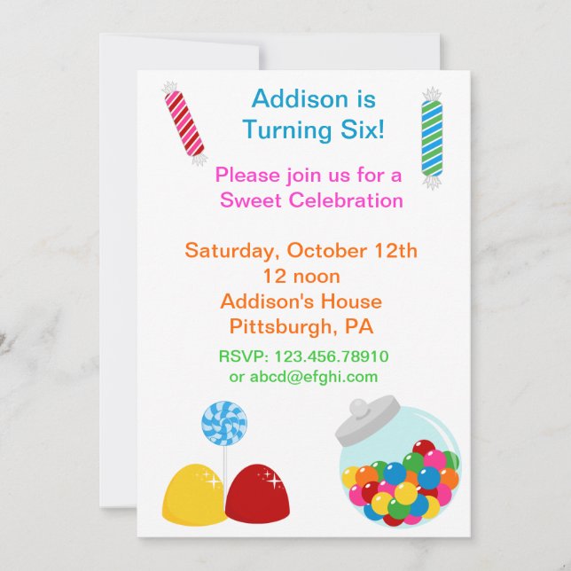 Candy Gumdrop Birthday-inbjudan Inbjudningar (Framsida)