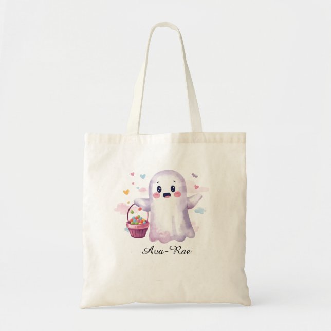 Candy Halloween Bag, Ghost Bus eller godis Tote Tygkasse (Framsidan)