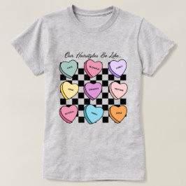 Candy Heart Alla hjärtans dag svart hår t-shirt
