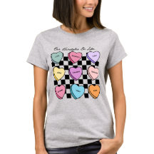 Candy Heart Alla hjärtans dag svart hår t-shirt