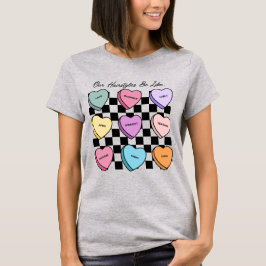 Candy Heart Alla hjärtans dag svart hår t-shirt