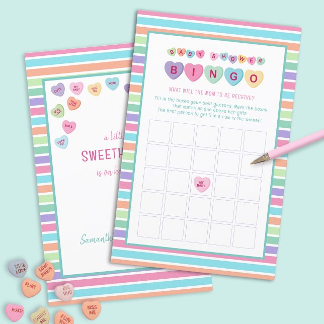 CANDY HEART BABY SHOWER BINGO GAME (Skapare uppladdad)