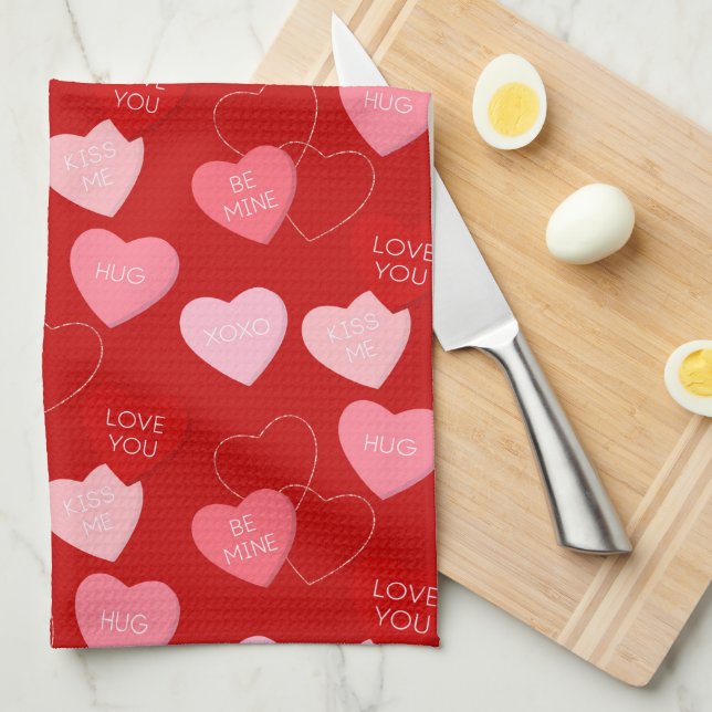 Candy Heart Cascade Kökshandduk (Vikt i Fjärdedel)