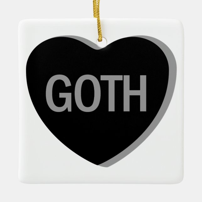 Candy Heart - Goth Julgransprydnad Keramik (Framsida)