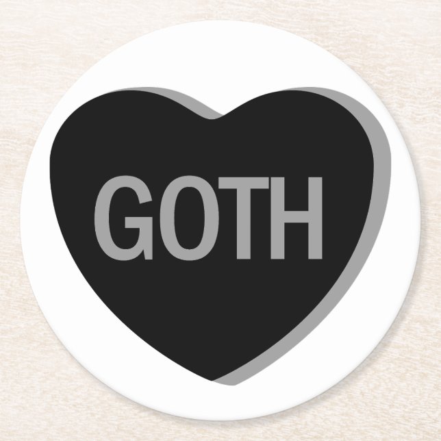 Candy Heart - Goth Underlägg Papper Rund (Framsidan)