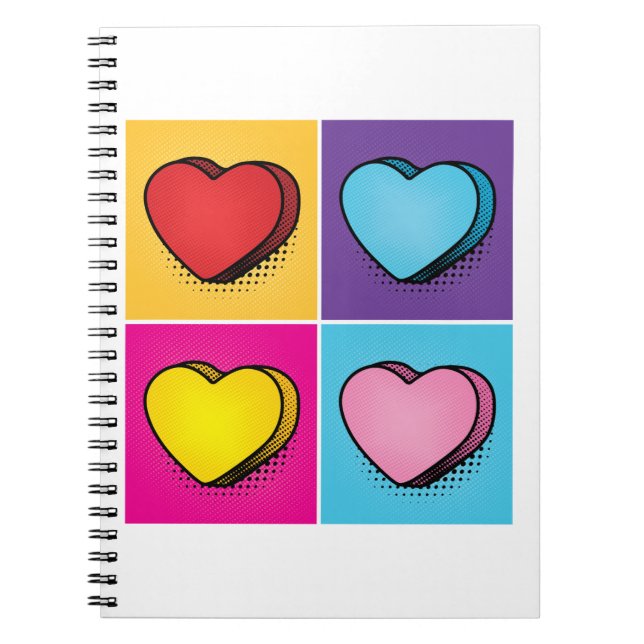 Candy Heart Hearts Pop Art Valentindagen Anteckningsbok (Framsidan)