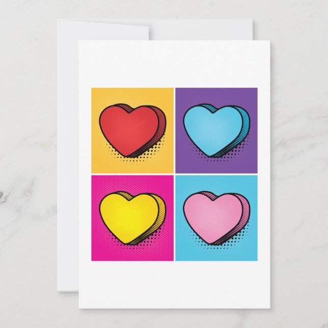 Candy Heart Hearts Pop Art Valentindagen Julkort (Framsida)