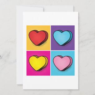 Candy Heart Hjärtan Pop Art Alla Hjärtans Dag Julkort