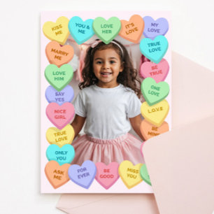 Candy Heart Kid Foto Alla Hjärtans Dag-kort, Barns Anteckningskort