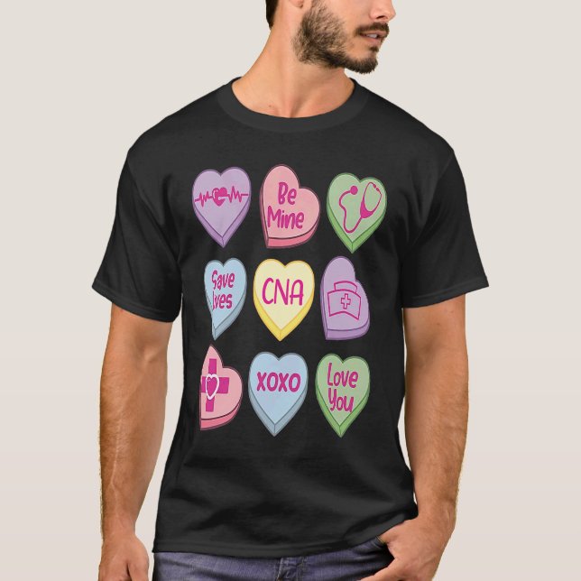 Candy Heart-konversationen Nicu CNA Valentines Day T Shirt (Framsida)